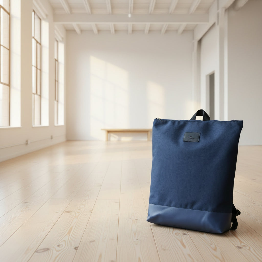 Waterproof Backpack with Blue Leather Bottom