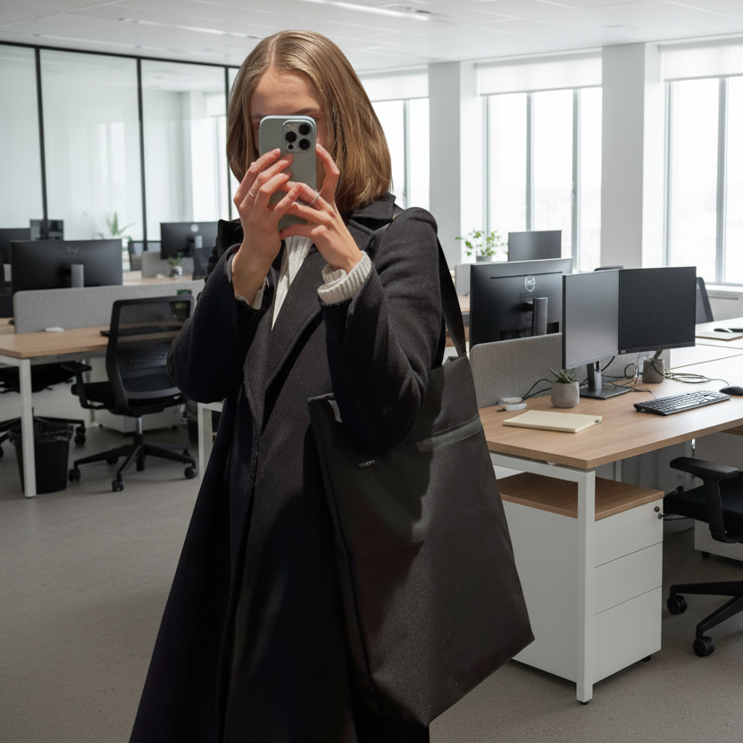 VIK Nordhale tote - mellanstor väska i svart kanvas - 10 liter