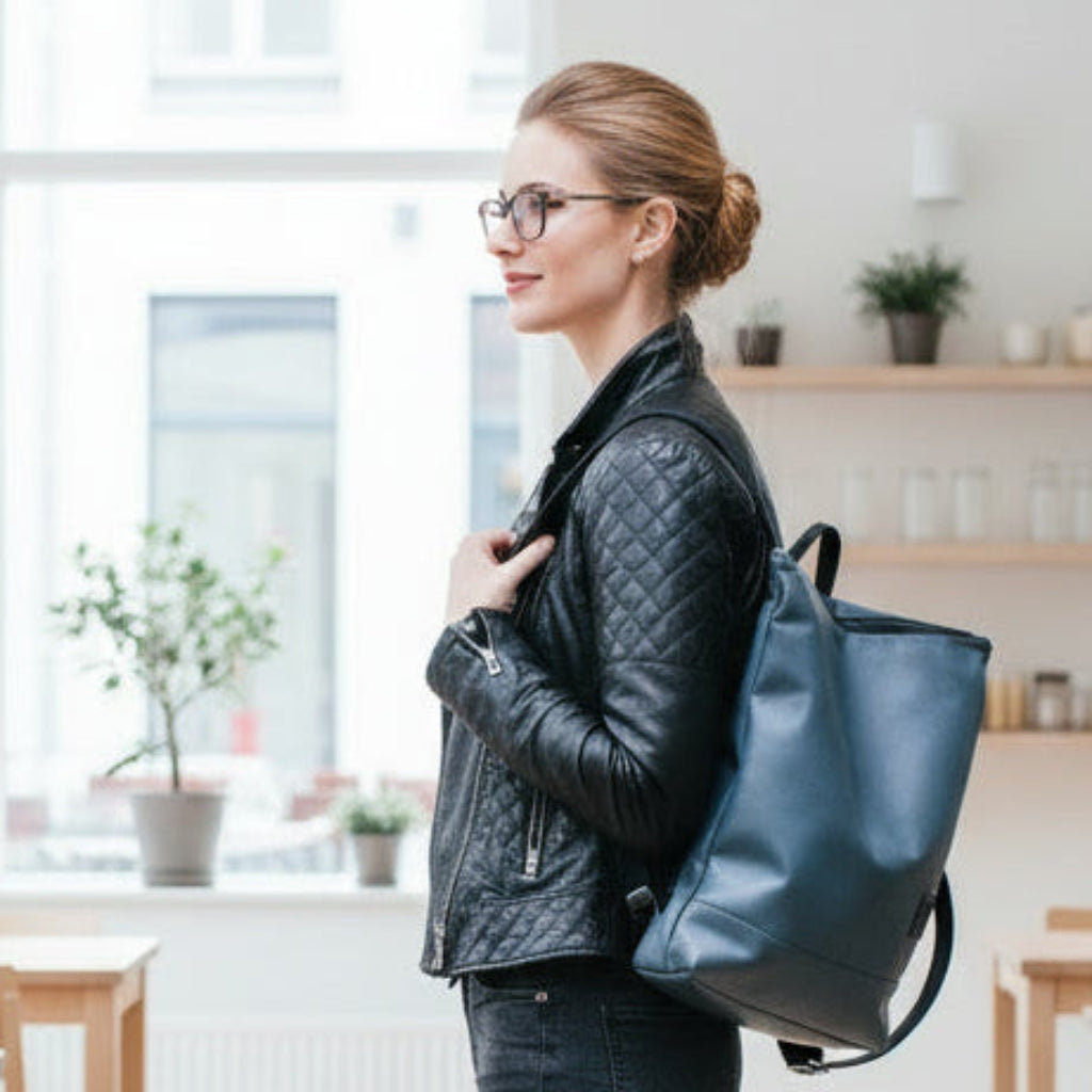 Faux Leather Backpack - Grey