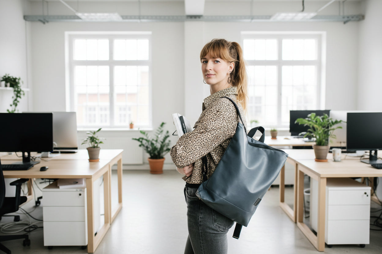 Faux Leather Backpack - Grey