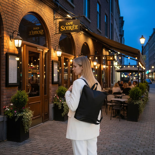 Waterproof Backpack with Black Leather Bottom