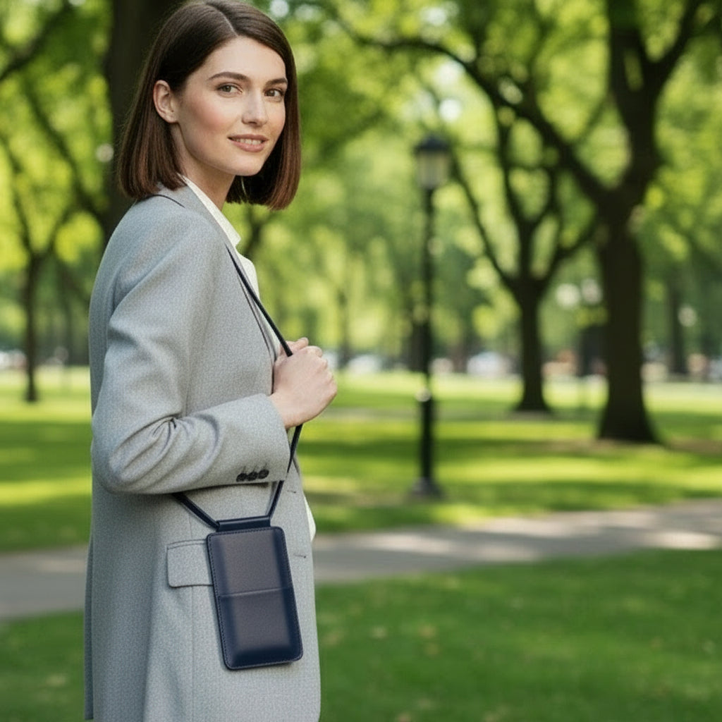 Leather Phone Bag - Black