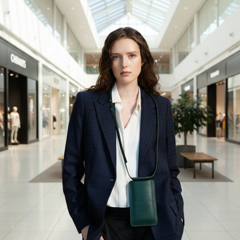 Leather Phone Bag - Forest Green