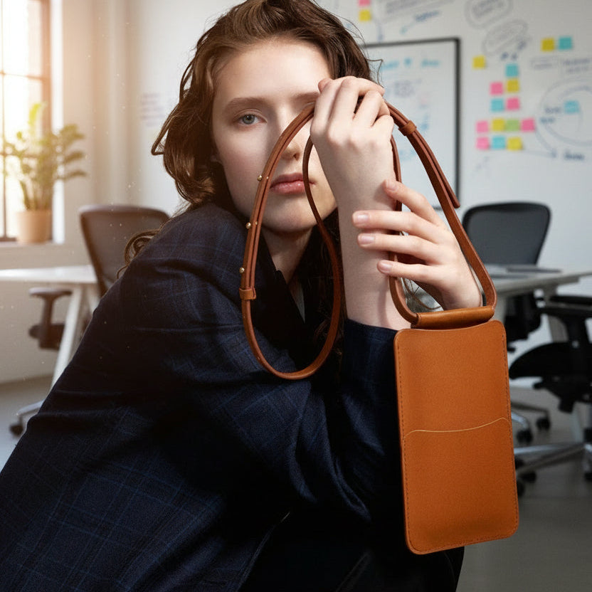 Leather Phone Bag - Tan