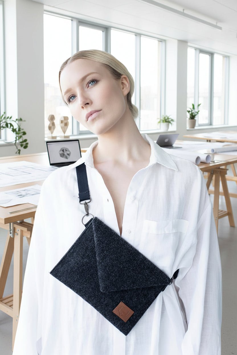 Diskret och elegant miniväska i filt - crossbody - Stadspuls