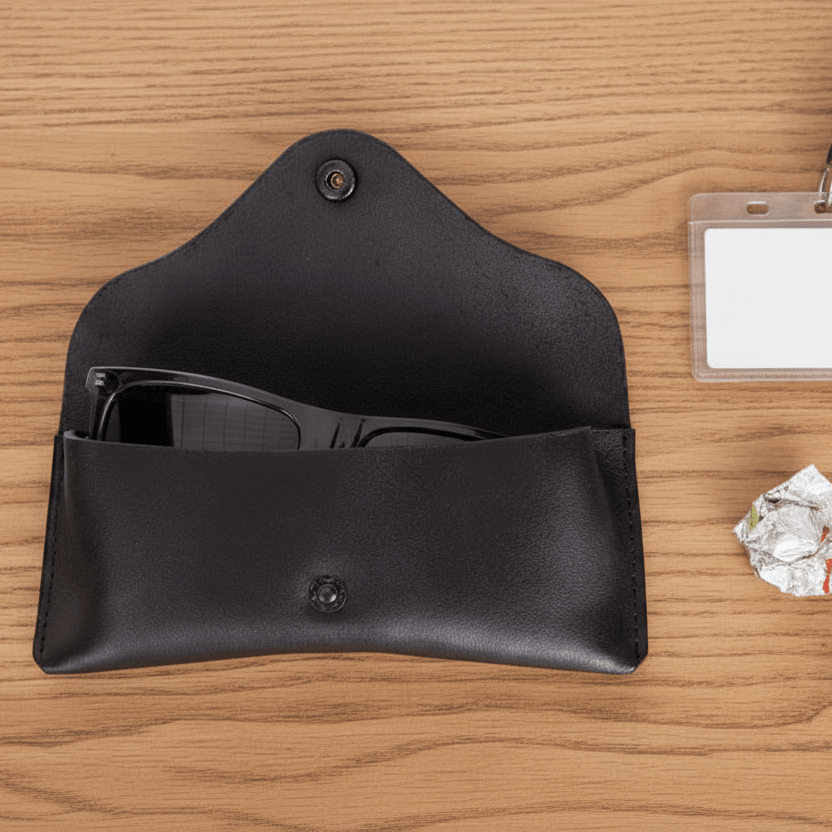 Glasögonfordral i diskret stil - svart läder - Stadspuls